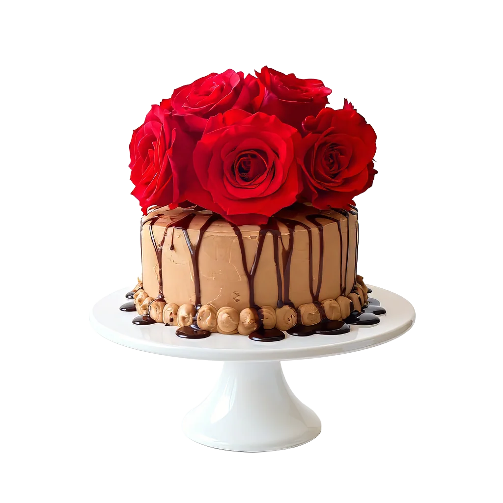 Sophisticated custom cake decorated with real food-safe flowers